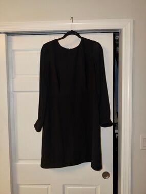 J. Crew Black Long-Sleeve Pleated-Sleeve Shift Dress